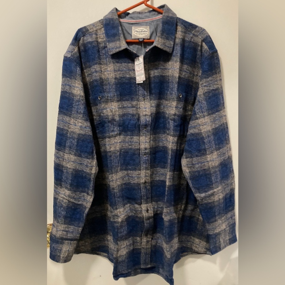 Flag & Anthem Men’s Button-Up Long Sleeve Shirt Size 2XLB Navy Grey 100% Cotton